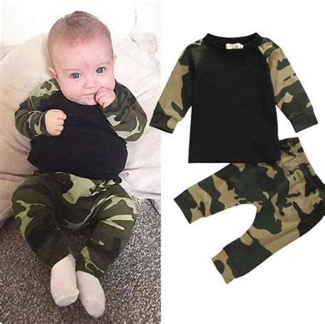 2017 Moda bebê roupa soldado menino conjunto roupas de camuflagem nova