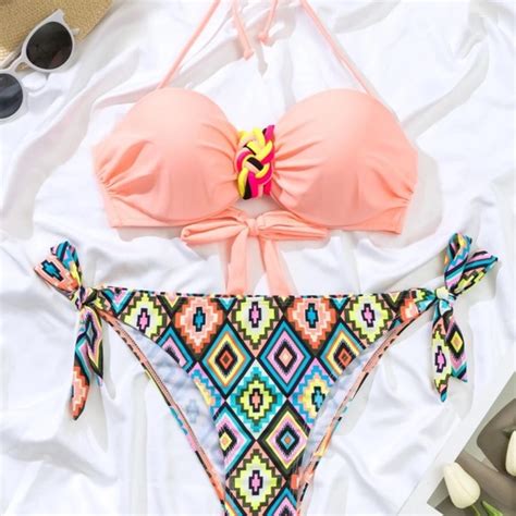Swim Boho Geo Print Side Tie Bikini Swim Beach Poshmark