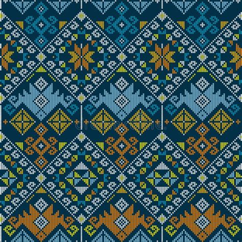 Filipino Traditonal Embroidery Inspired Vector Seamless Pattern Yakan