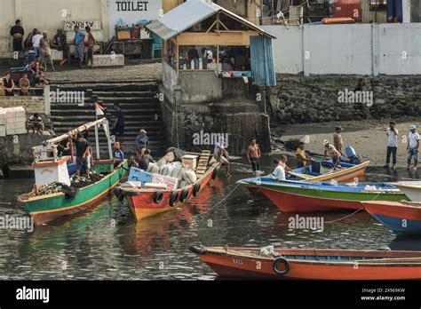Colourful Wooden Ferry Boats On The Waterfront In The Port Of This