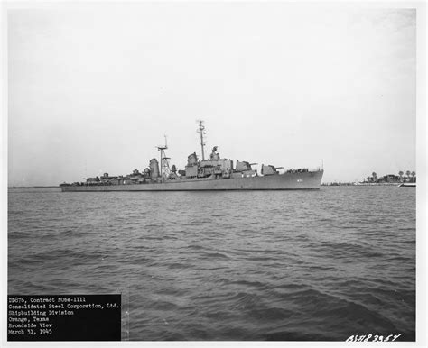 USS Rogers (DD-876) off Orange, Texas, 5 days after being commissioning