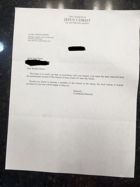 LDS Resignation Letter - Jason's Voyage