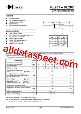RL207 Datasheet(PDF) - Won-Top Electronics