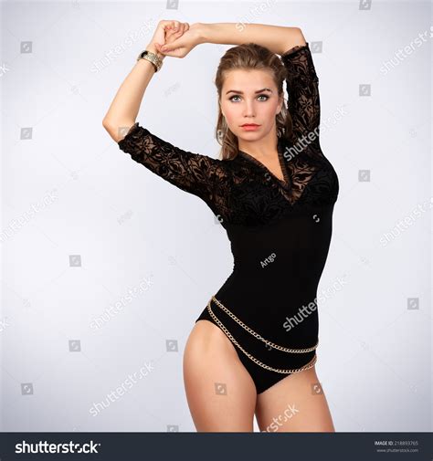 Studio Photo Sexy Woman Black Lingerie Stock Photo 218893765 Shutterstock