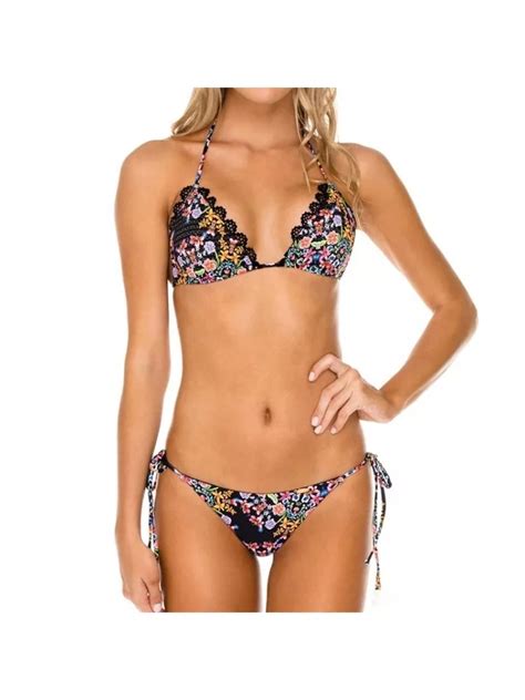 Bikini Donna Due Pezzi Slip Sgambato Mini Triangolo Lacci Mini