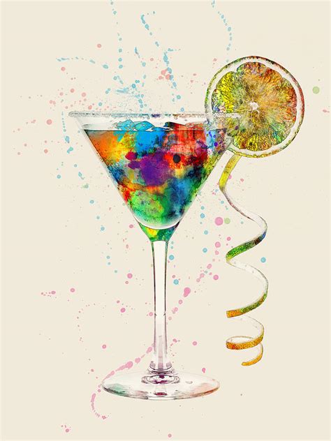 Cocktail Drinks Glass Watercolor Digital Art By Michael Tompsett Fine