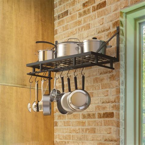 Prep And Savour Metal Handcrafted Rectangle Wall Mounted Pot Rack And Reviews Wayfair