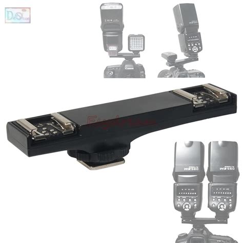 Dual Hot Shoe Sync Ttl Off Camera Arm Bracket Splitter For Canon