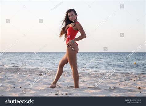 Lovely Sexy Brunette Girl Swimsuit Posing Stock Photo Shutterstock
