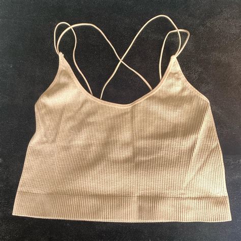 Nude Sparkle Vest Top Depop