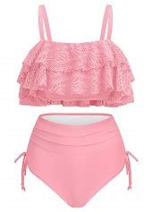 Patchwork High Waisted Light Pink Bikini Set Modlily USD 9 98
