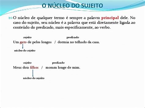 Núcleo Do Sujeito - PAUTA Sujeito Tipos de sujeito Exerccios SUJEITO E