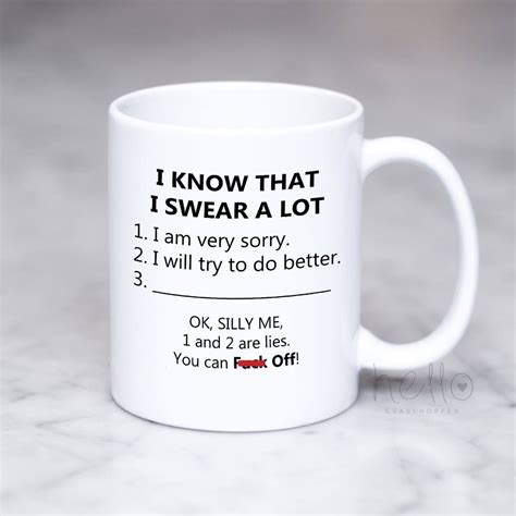 Swear A Lot Coffee Mug Cuss Mug Fuck Off Mug Fuck Mug Adult Mug Profanity Bad Word Funny