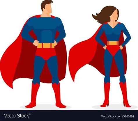 Superhero Couple Of Flat Superman And Superwoman Vector Image On