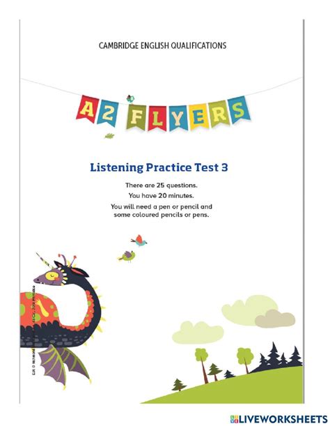 Flyers Test 3 Listening Worksheet Listening Flyer English As A