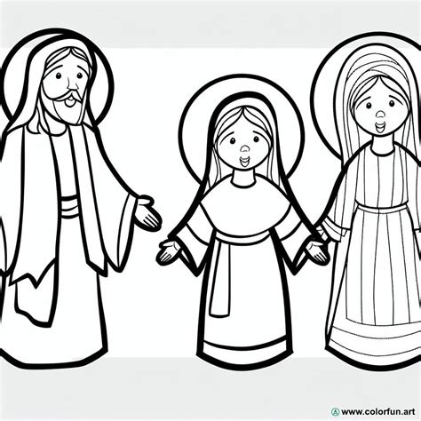 Coloriage de Jésus Marie et Joseph à Télécharger ou à Imprimer