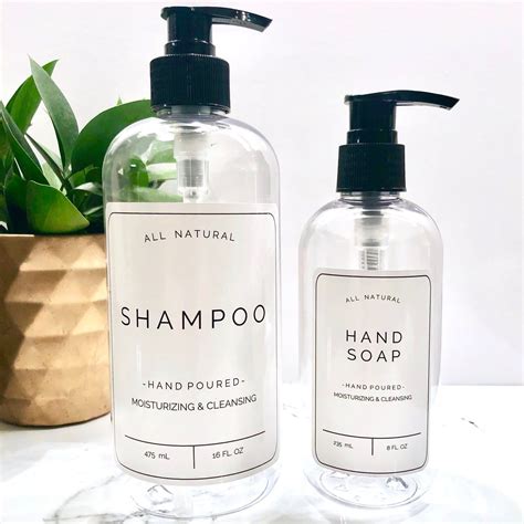 8oz Or 16oz Refillable Plastic Clear Bottles Shampoo Etsy Shampoo