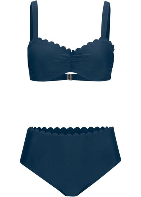 Eleganter Bügel Bikini mit Laser Cut Kante dunkelblau Cup C