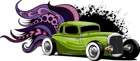 Desenho De Ilustra O Vetorial De Carro Hot Rod Vetor Premium