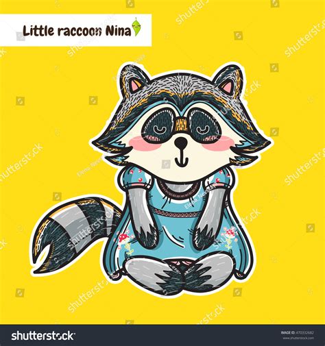 Vector Cartoon Element Design Kawaii Raccoon Stock Vector Royalty Free