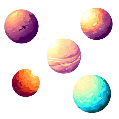 Digital Graphic Planets Moons · Creative Fabrica