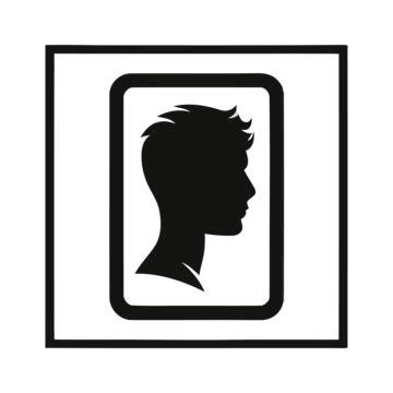 Human Head Silhouette In Black Square Frame Vector Concept A