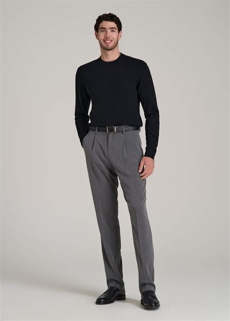 Tall Men S Relaxed Tapered Pleated Trouser American Tall Grey Pants