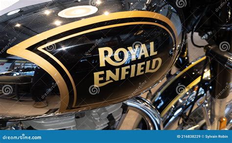 Royal Enfield Black Gold Bullet Fuel Tank Logo Sign On Motorcycle Editorial Stock Image Image