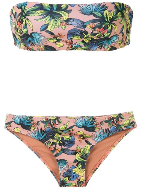 Amir Slama Printed Bikini Set Neutrals FARFETCH