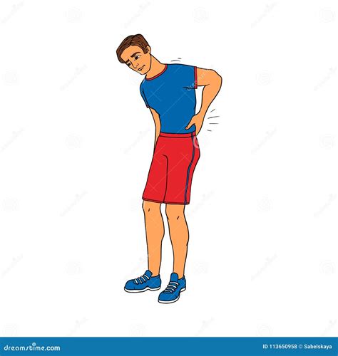 Young Man with Backache Touching His Lower Back because of Pain