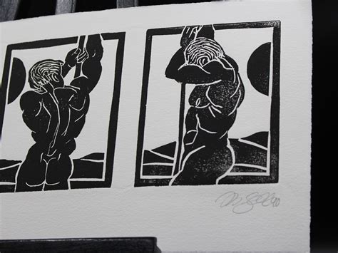 Linocut Print Gay Vintage Art Rope Steps Of Life No Gay Wall Art By Michael Goepferd Etsy