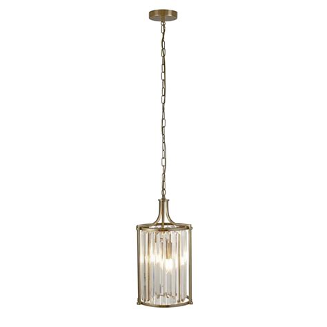 Context Lighting Villier 2 Light Pendant - Antique Brass & Clear ...