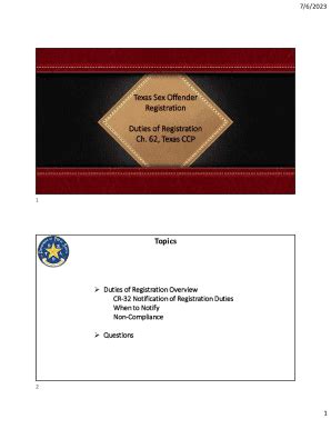 Fillable Online Texas Sex Offender Registration Duties Of Registration Ch Fax Email