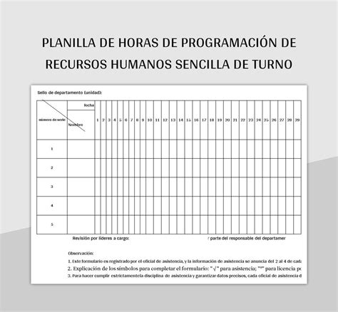 Plantilla de Formato Excel Planilla De Horas De Programación De