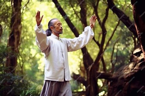 Premium Photo Buddhist Culture And Taoist Alchemy A Man Does Qigong