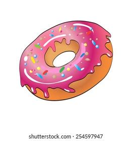 Vector Cartoon Donut Pink Frosting Stock Vector Royalty Free