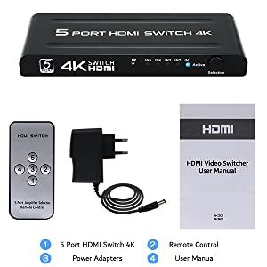 Interruptor HDMI 4K 5 En 1 De Salida Caja Selectora De Conmutador HDMI