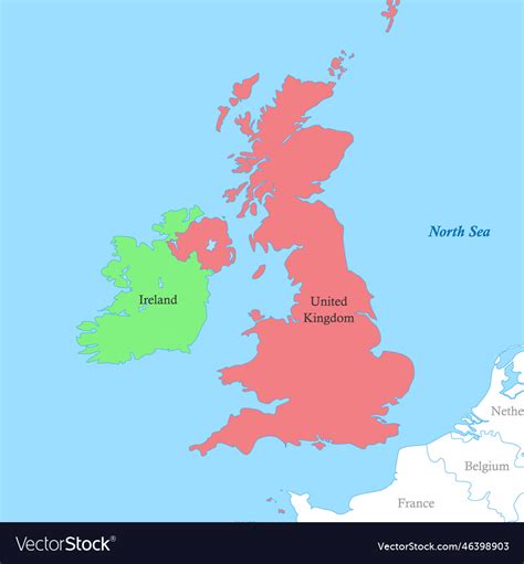 Map Of British Isles With Borders The Countries Vector Image