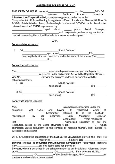 Free Land Lease Agreement Templates Word Pdf