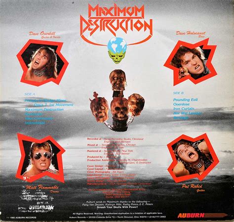 Destructor Maximum Destruction Thrash Metal 12 Lp Vinyl Album Cover