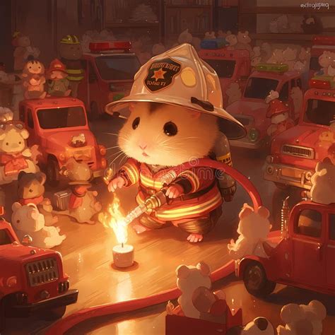 Hamster Firefighter S Brave Adventure Stock Illustration Illustration