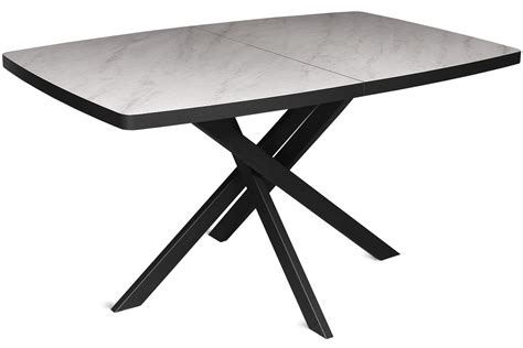 Купить Стол ARAMIS 140(+40)x90 черный металл/ HP-ламинат "мраморный ...