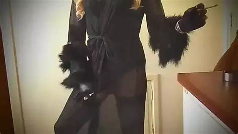 Smoking And Stroking In Black Lingerie And Thigh High Boots Xhamster