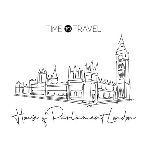 Premium Vector Single Continuous Line Drawing House Parliament London