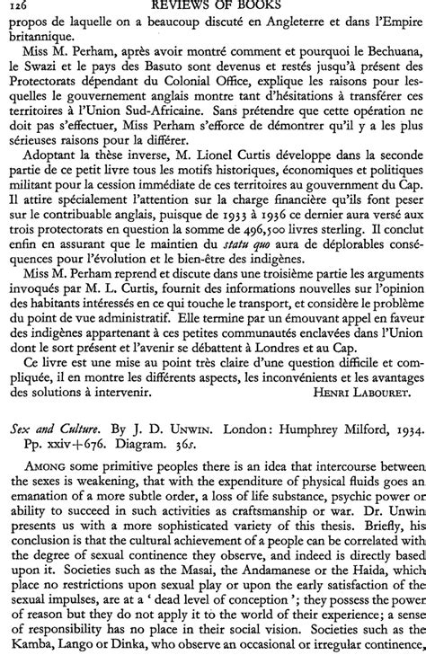 Sex And Culture By J D Unwin London Humphrey Milford Pp Xxiv Diagram S