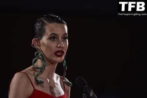 Milena Smit Sexy Seen Braless Showing Off Her Small Tits In A Red Dress At The Feroz Awards In