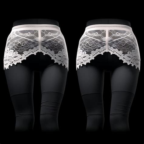 Isolated Of Brazilian Underwear Lace Bikini Silky Fabric Satin On Black White Blank Clean