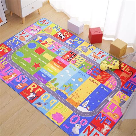 Softlife Non Slip Washable Abc Alphabet Rug Educational Playmat For