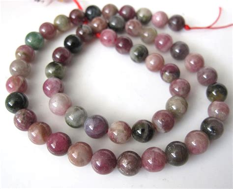 Multi Tourmaline 8mm Smooth Round Beads