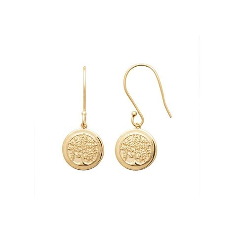 Boucles D Oreilles Pendantes M Dailles Arbre De Vie Plaqu Or Bi